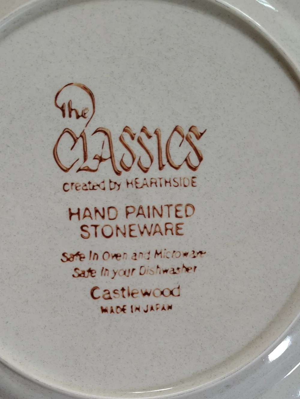 Vintage Hearthside Floral Stoneware Plate in Beige  with Brown & White Motif